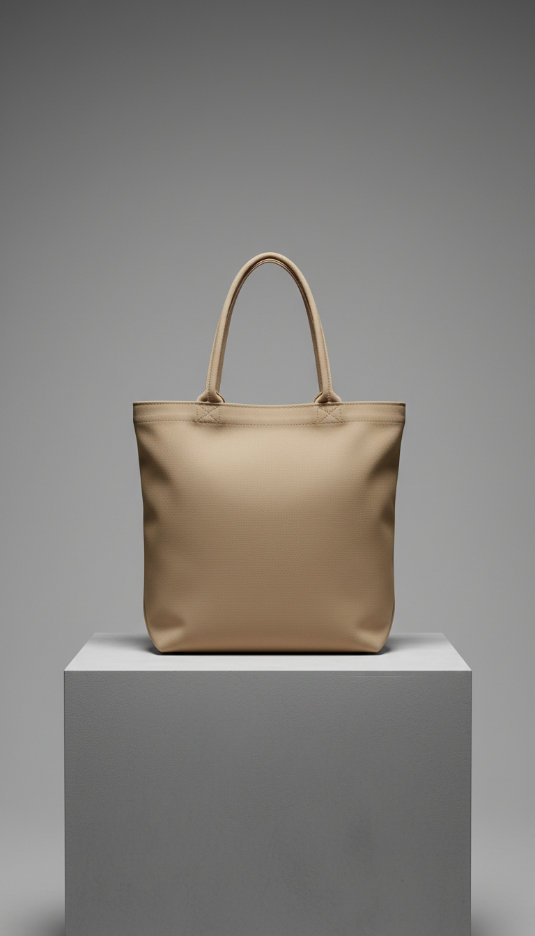 Tan Structured Tote With Subtle Hardware