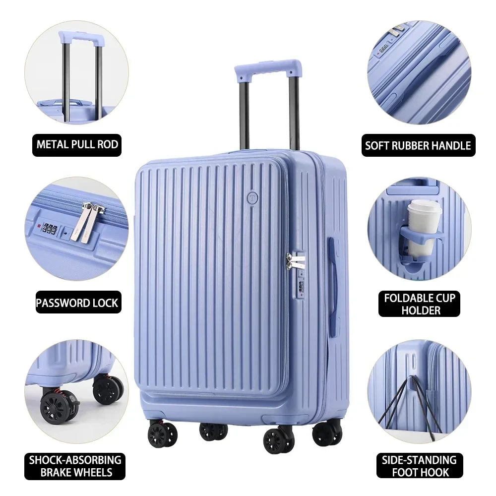 Front Opening Expandable Travel Suitcase