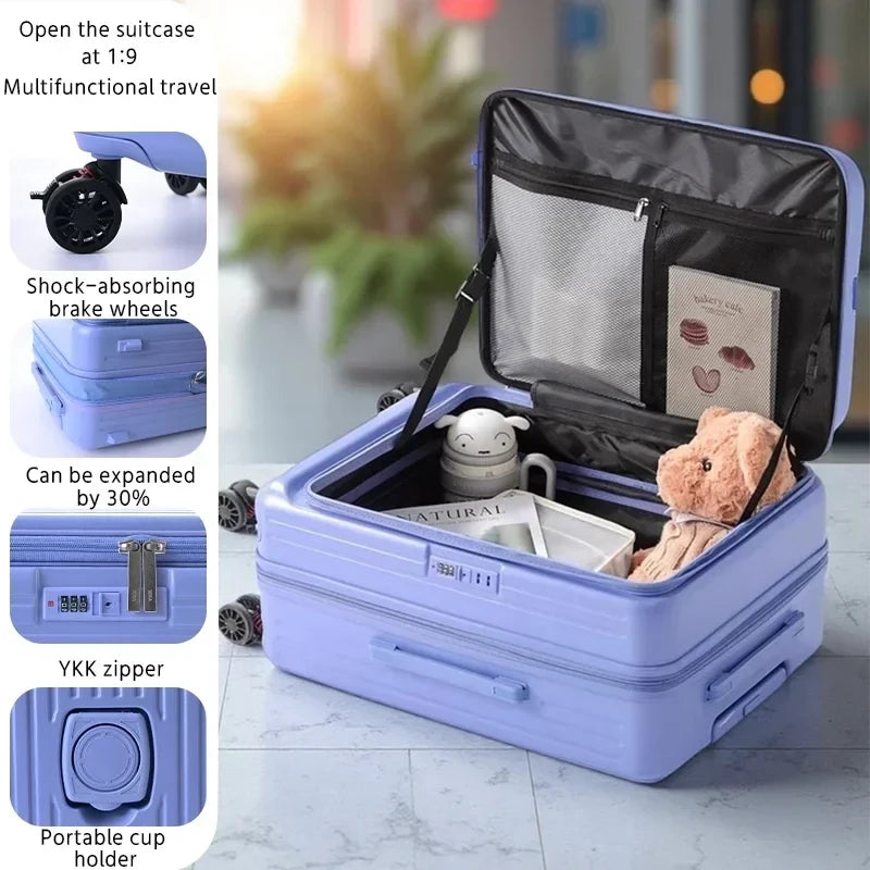 Front Opening Expandable Travel Suitcase