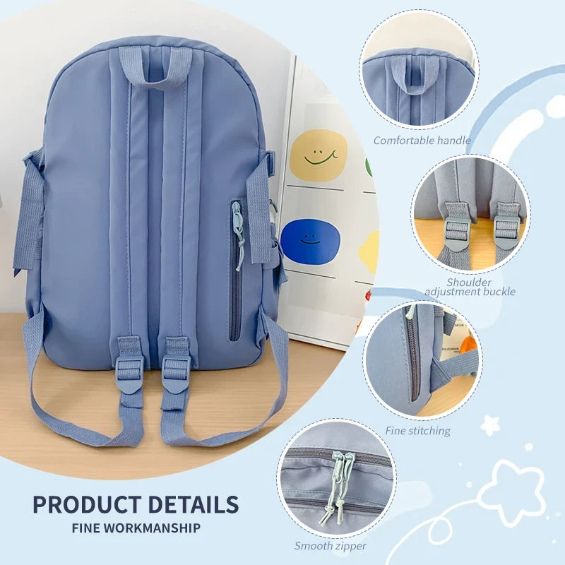 Multi-Pocket Nylon Student Backpack