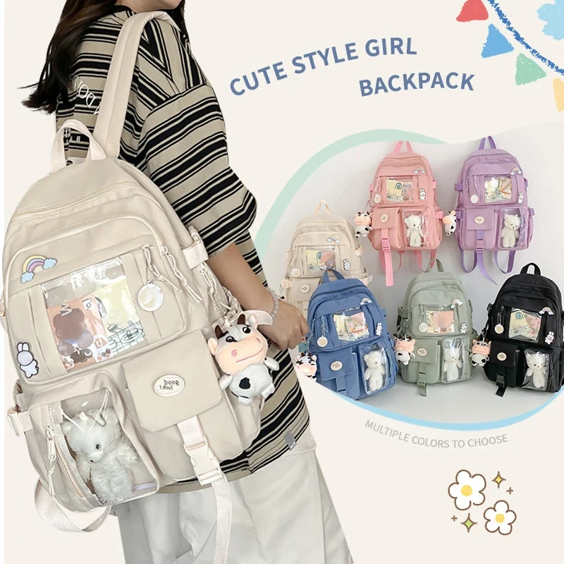 Multi-Pocket Nylon Student Backpack