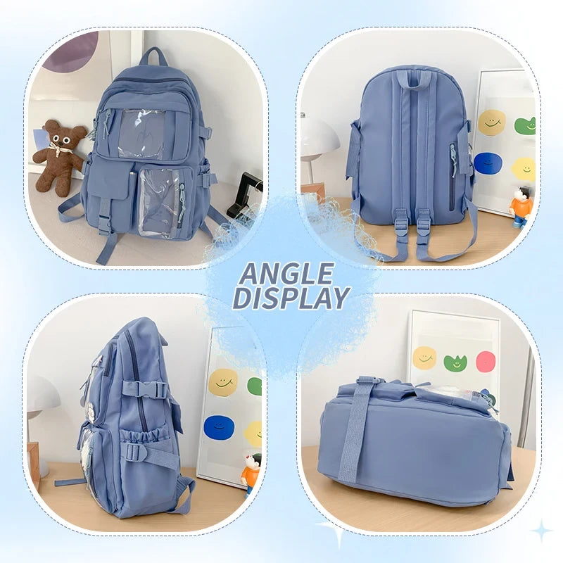 Multi-Pocket Nylon Student Backpack