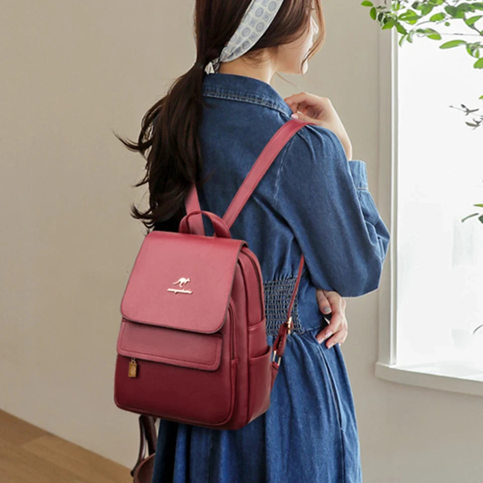 Leather School Backpack