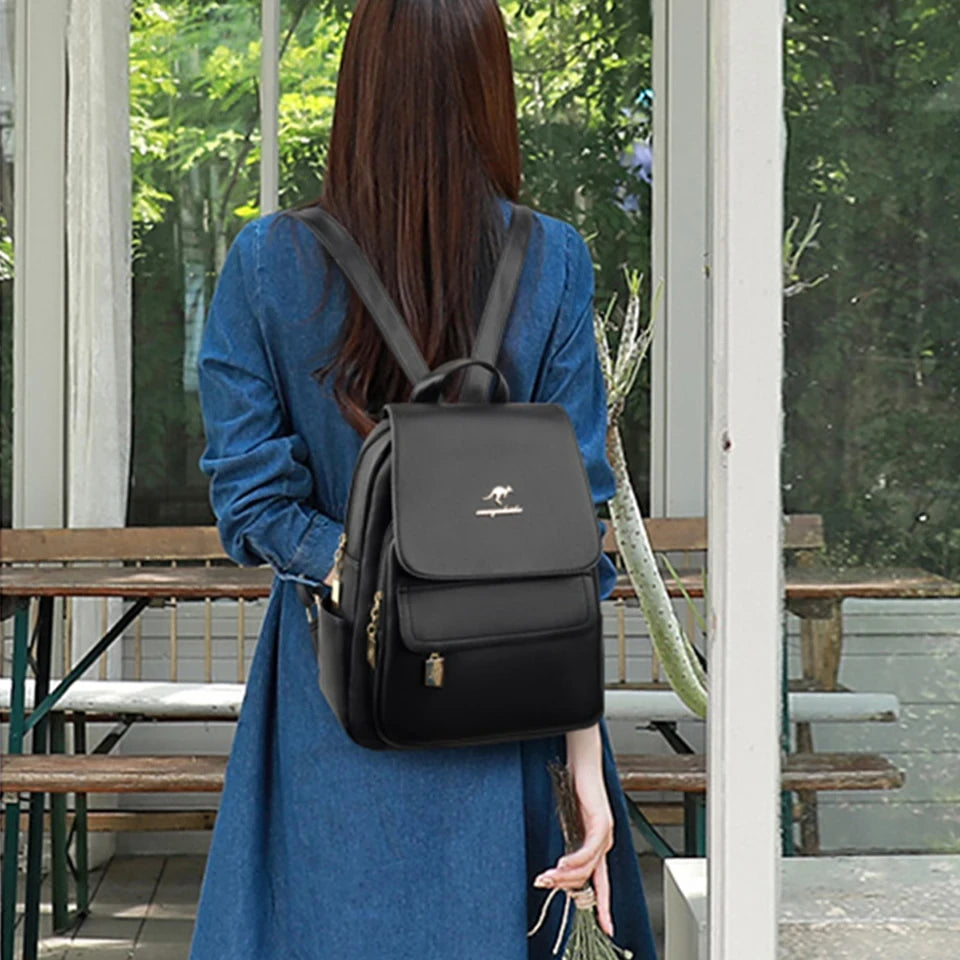 Leather School Backpack