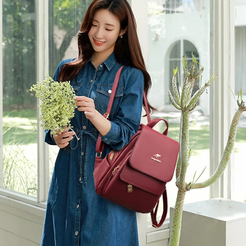 Leather School Backpack
