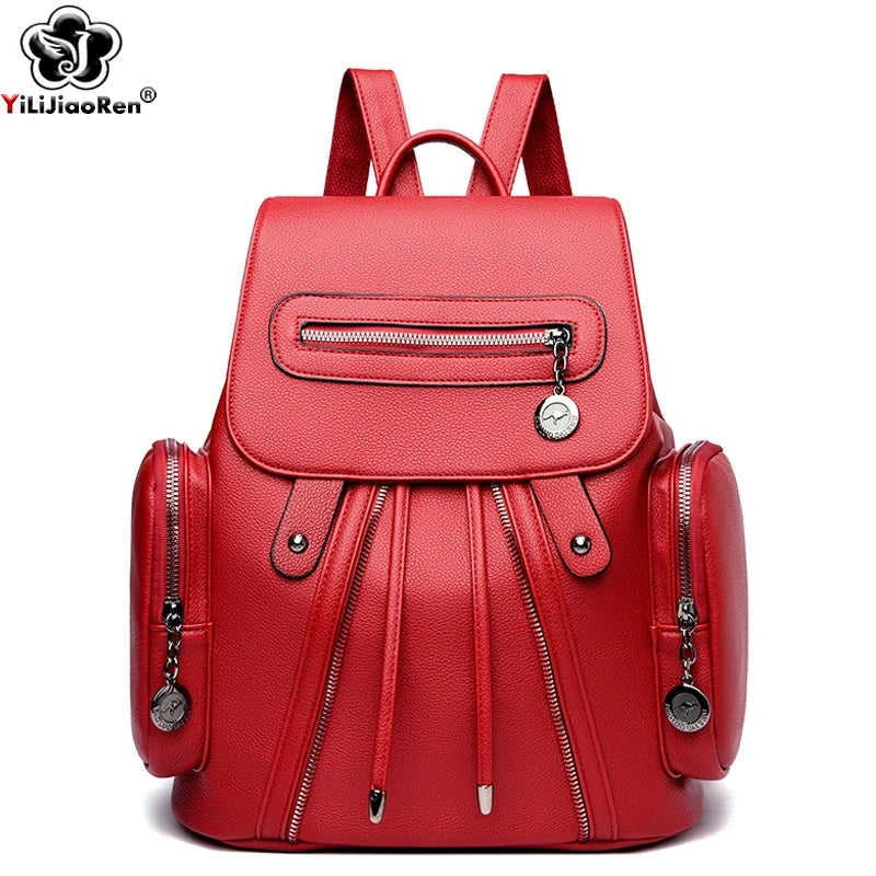 Leather School Backpack