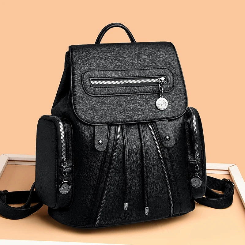 Leather School Backpack