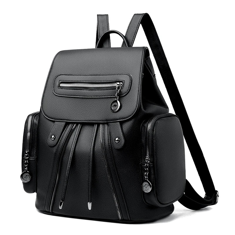 Leather School Backpack