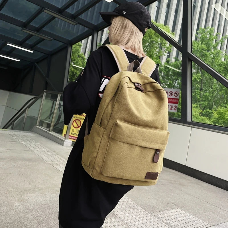 Solid Cotton Canvas Backpack