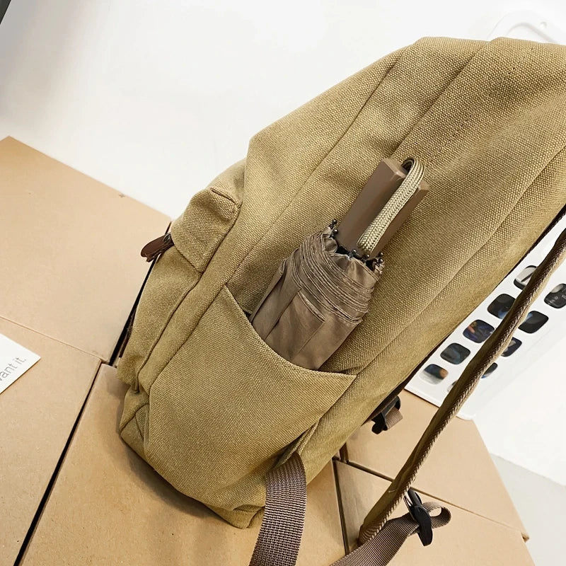 Solid Cotton Canvas Backpack
