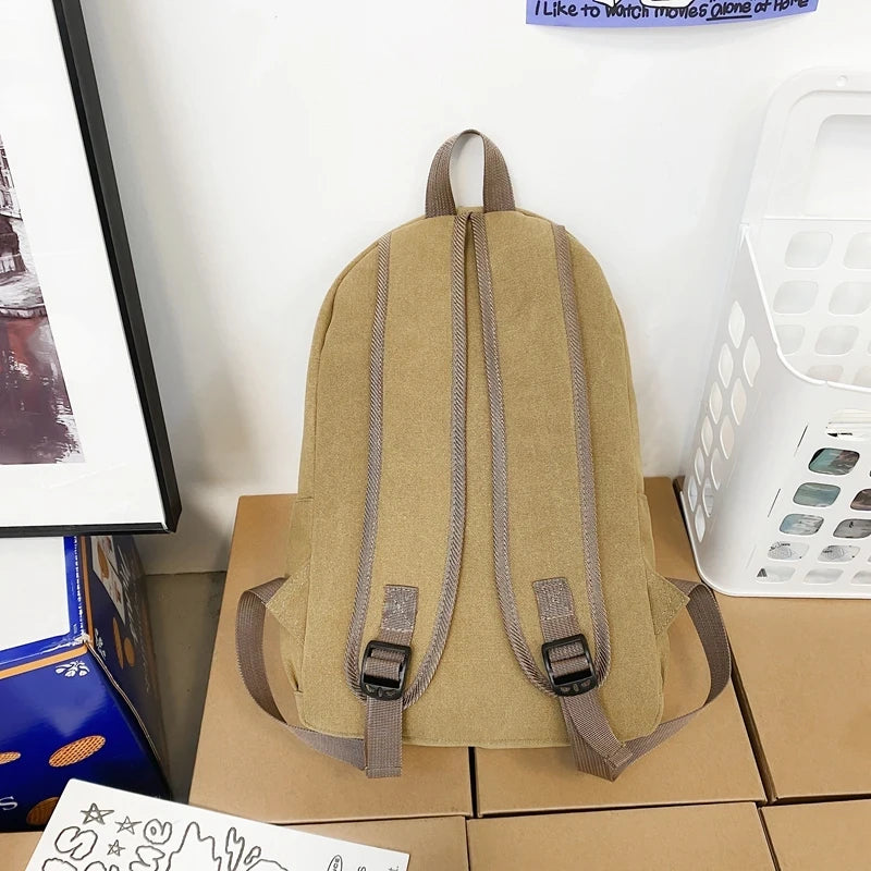 Solid Cotton Canvas Backpack