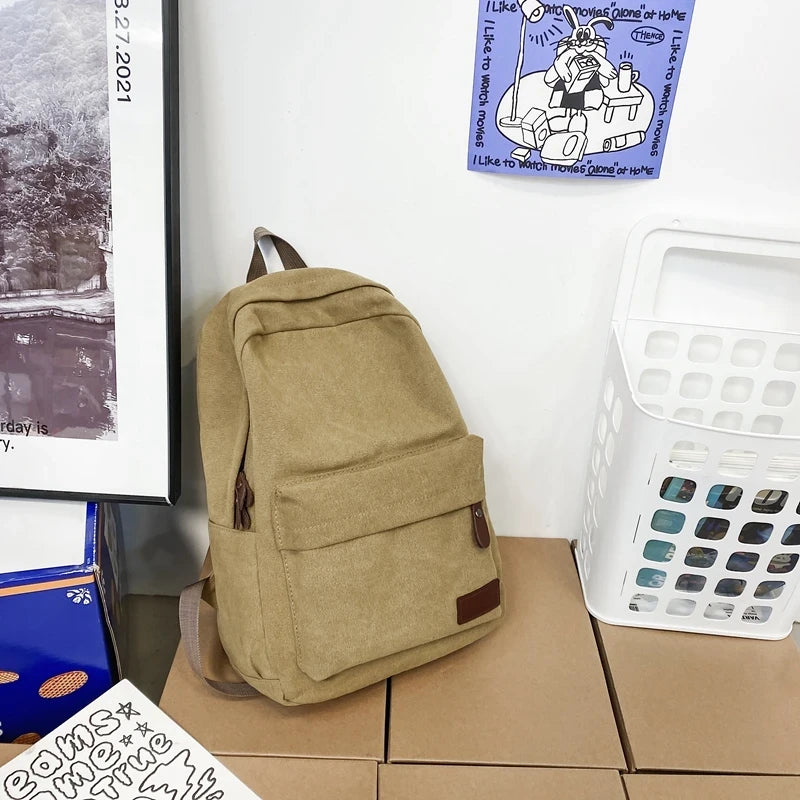 Solid Cotton Canvas Backpack