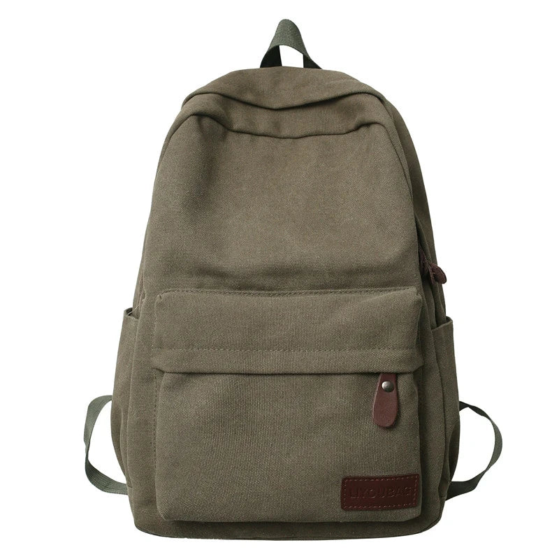 Solid Cotton Canvas Backpack