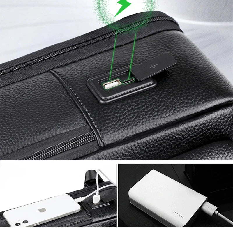 Genuine Leather Laptop Backpack