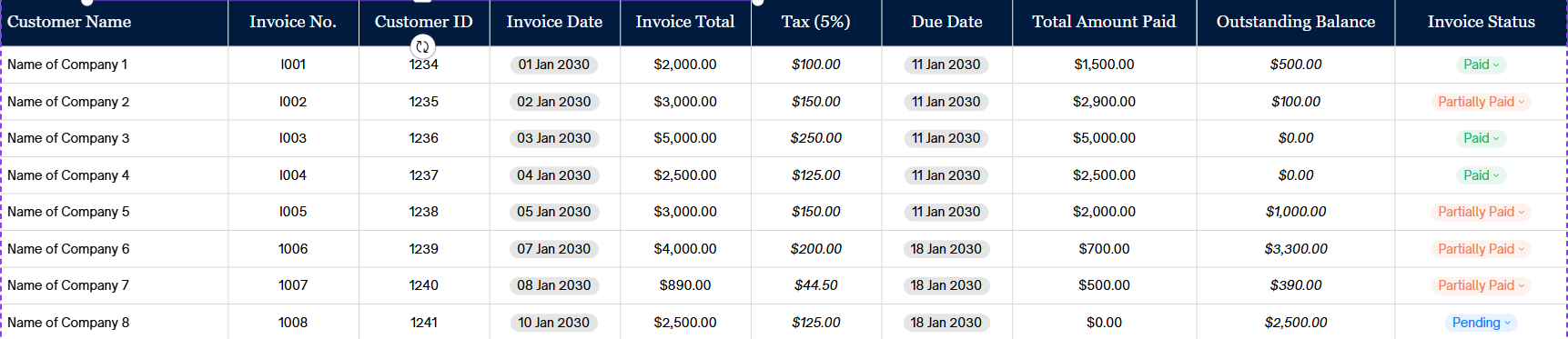 Invoice Tracker Excel Template | Accounts Receivable Spreadsheet | Invoice Payment Tracker | Small Business Finance Dashboard