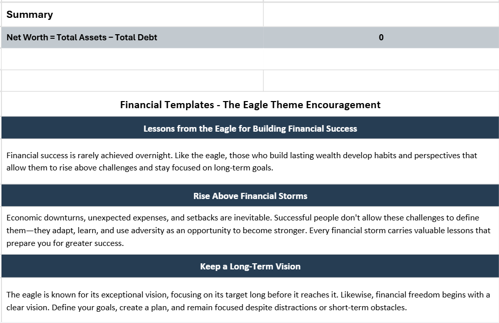 Net Worth Tracker Personal Financial Template